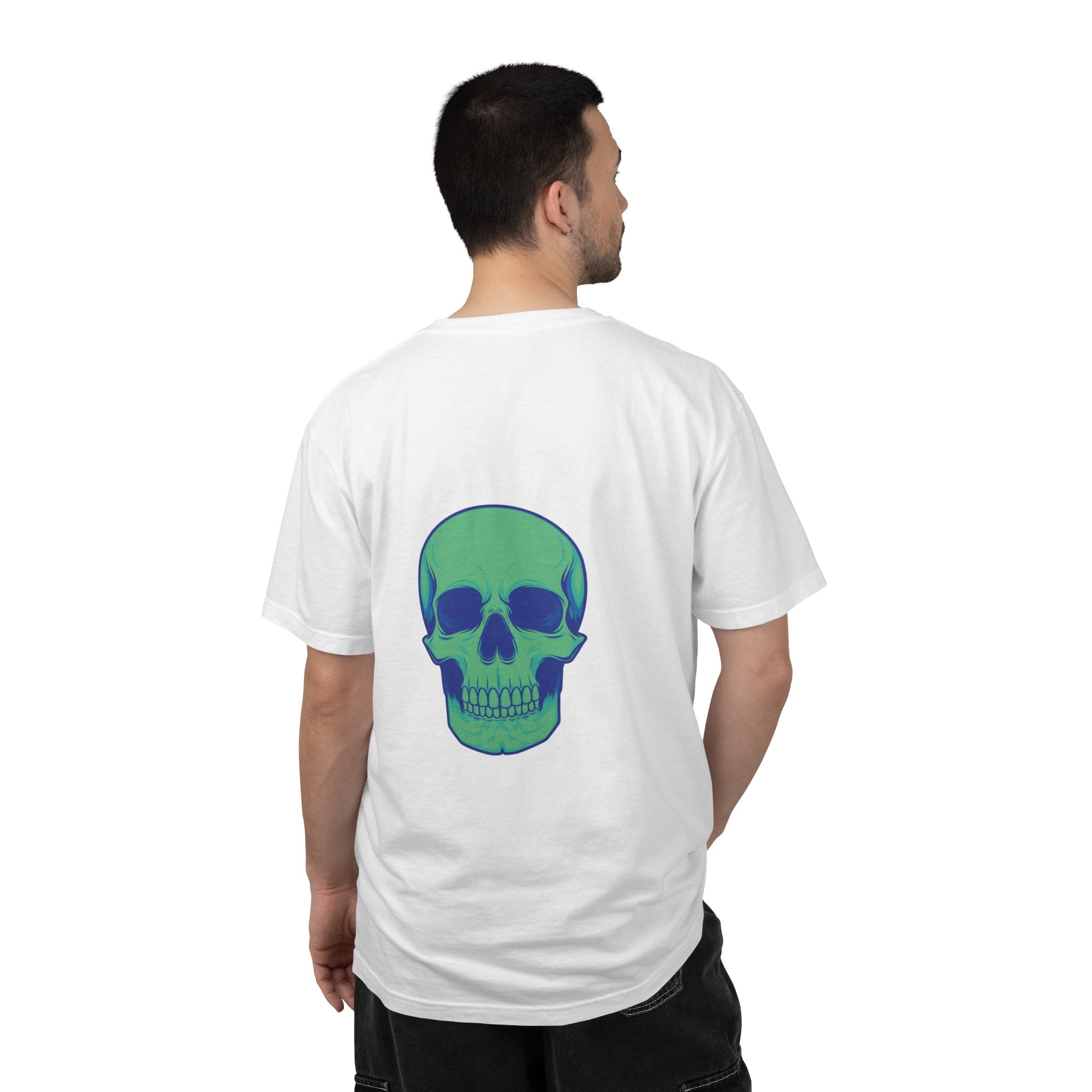 Skull Graphic T-Shirt — Neon Green Blue Skull Tee